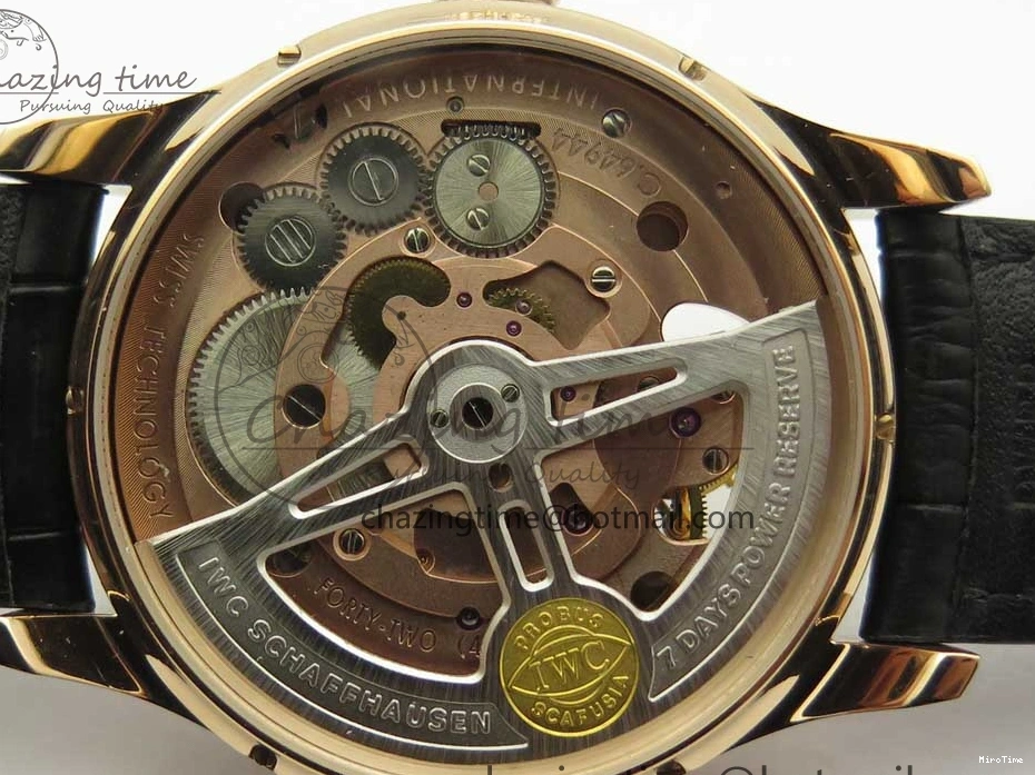 MIROTIME 1220 Portuguese Tourbillon IW5046 RG ZF Best Edition Gray Dial on Black Leather Strap SmoothTexture 7142